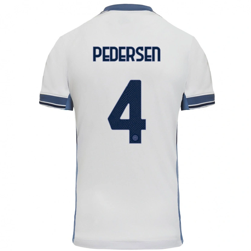 Danxen Kvinnor Sofie Junge Pedersen #4 Vit Grå Bortatröja Matchtröjor 2024/25 Tröjor T-Tröja