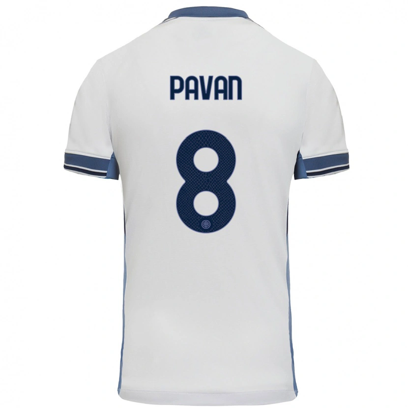 Danxen Kvinnor Matilde Pavan #8 Vit Grå Bortatröja Matchtröjor 2024/25 Tröjor T-Tröja