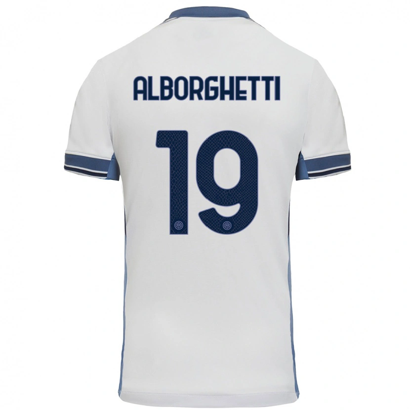 Danxen Kvinnor Lisa Alborghetti #19 Vit Grå Bortatröja Matchtröjor 2024/25 Tröjor T-Tröja