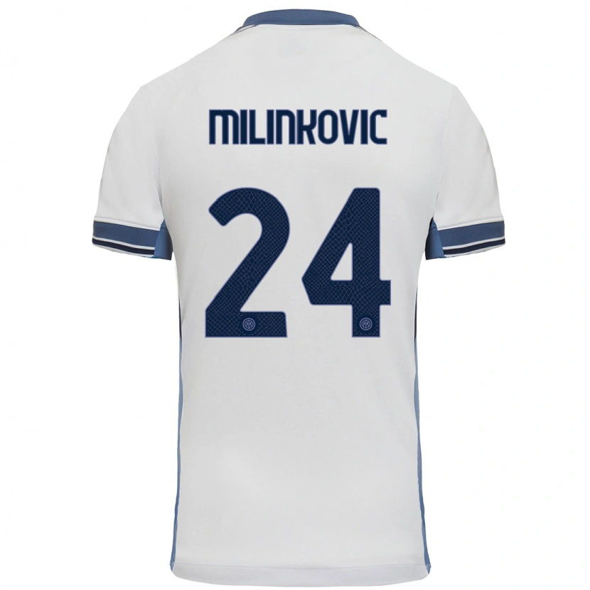 Danxen Kvinnor Marija Milinković #24 Vit Grå Bortatröja Matchtröjor 2024/25 Tröjor T-Tröja