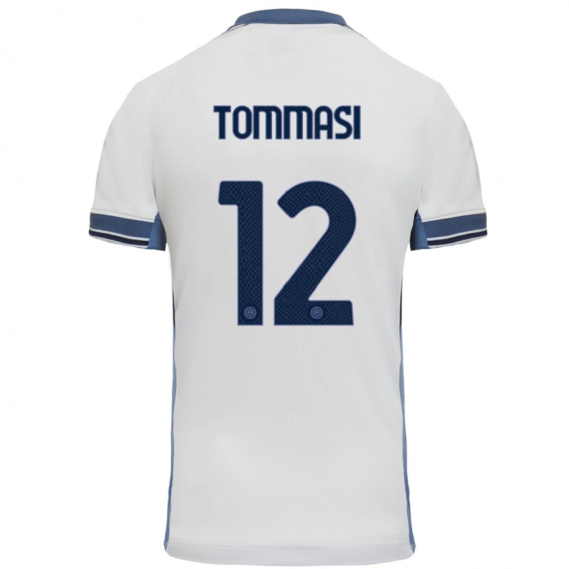 Danxen Kvinnor Francesco Tommasi #12 Vit Grå Bortatröja Matchtröjor 2024/25 Tröjor T-Tröja