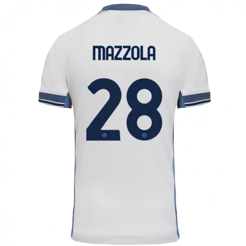 Danxen Kvinnor Giuseppe Mazzola #28 Vit Grå Bortatröja Matchtröjor 2024/25 Tröjor T-Tröja