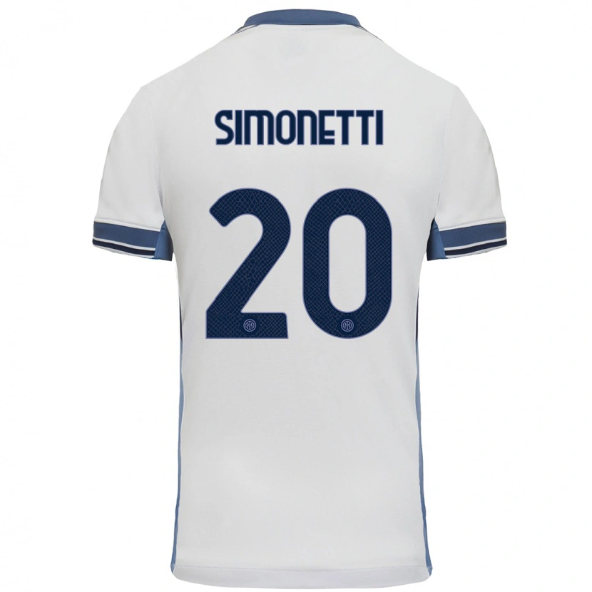 Danxen Kvinnor Flaminia Simonetti #20 Vit Grå Bortatröja Matchtröjor 2024/25 Tröjor T-Tröja