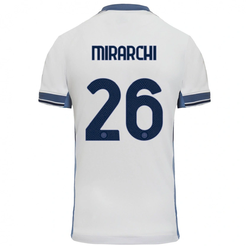 Danxen Kvinnor Mattia Mirarchi #26 Vit Grå Bortatröja Matchtröjor 2024/25 Tröjor T-Tröja