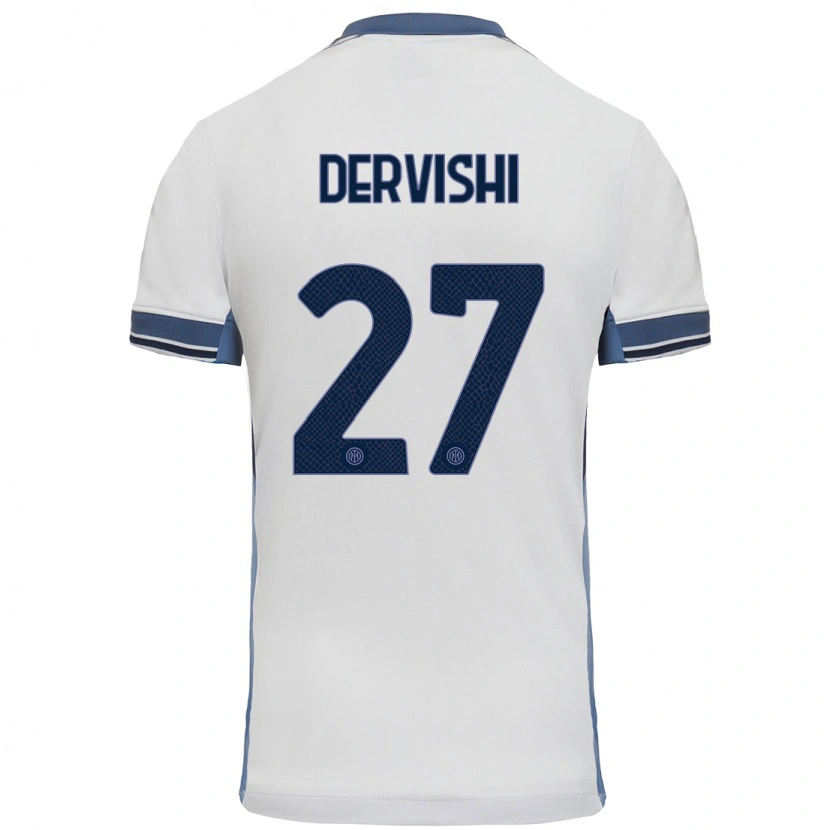 Danxen Kvinnor Kristian Dervishi #27 Vit Grå Bortatröja Matchtröjor 2024/25 Tröjor T-Tröja