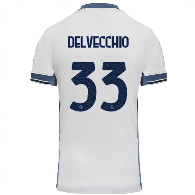 Danxen Kvinnor Gabriele Delvecchio #33 Vit Grå Bortatröja Matchtröjor 2024/25 Tröjor T-Tröja