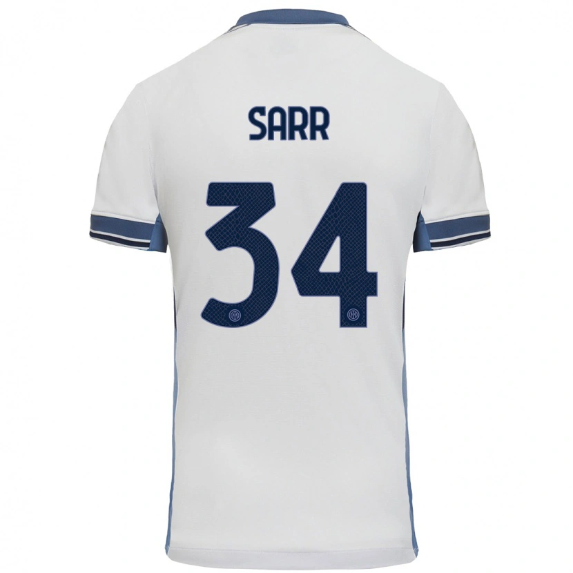 Danxen Kvinnor Amadou Sarr #34 Vit Grå Bortatröja Matchtröjor 2024/25 Tröjor T-Tröja