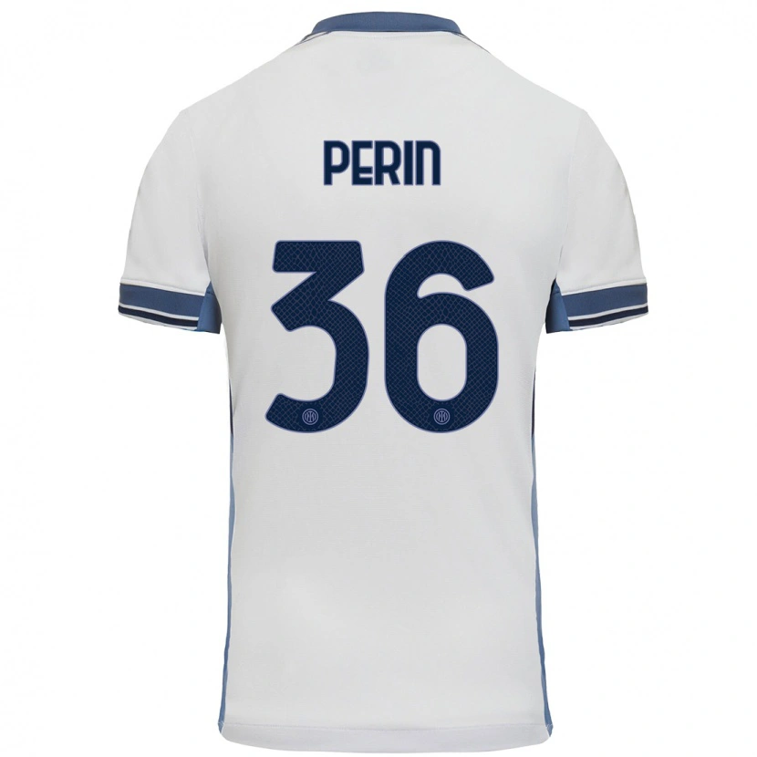 Danxen Kvinnor Nicolo Perin #36 Vit Grå Bortatröja Matchtröjor 2024/25 Tröjor T-Tröja