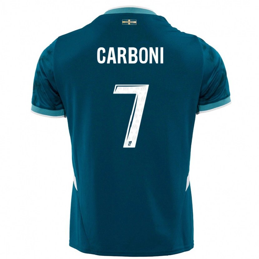 Danxen Kvinnor Valentín Carboni #7 Turkosblå Bortatröja Matchtröjor 2024/25 Tröjor T-Tröja