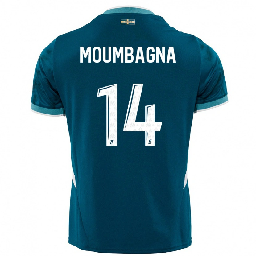 Danxen Kvinnor Faris Moumbagna #14 Turkosblå Bortatröja Matchtröjor 2024/25 Tröjor T-Tröja