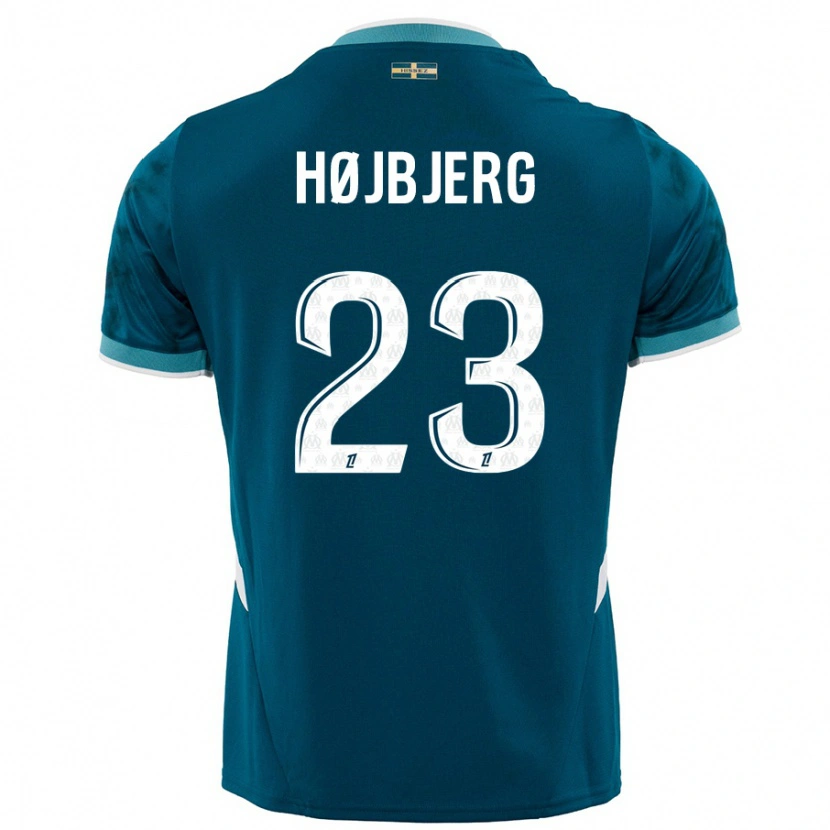 Danxen Kvinnor Pierre-Emile Højbjerg #23 Turkosblå Bortatröja Matchtröjor 2024/25 Tröjor T-Tröja