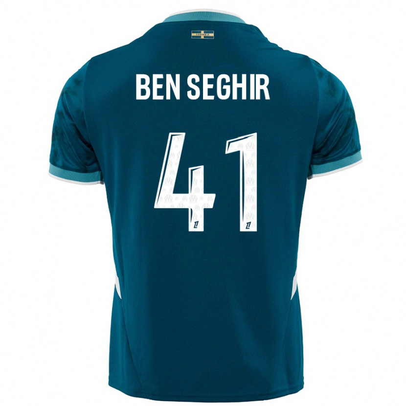 Danxen Kvinnor Salim Ben Seghir #41 Turkosblå Bortatröja Matchtröjor 2024/25 Tröjor T-Tröja