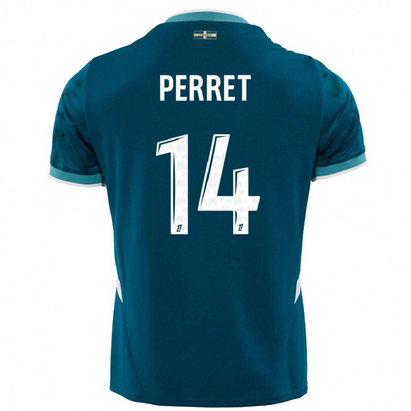 Danxen Kvinnor Jenny Perret #14 Turkosblå Bortatröja Matchtröjor 2024/25 Tröjor T-Tröja