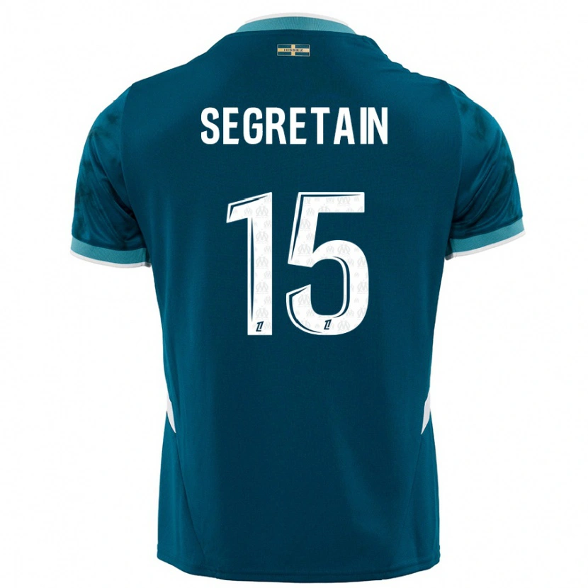 Danxen Kvinnor Julie Ségrétain #15 Turkosblå Bortatröja Matchtröjor 2024/25 Tröjor T-Tröja
