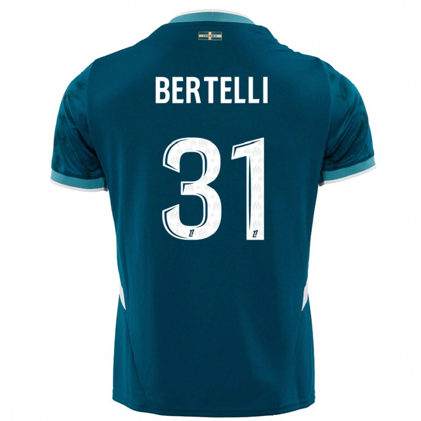 Danxen Kvinnor Ugo Bertelli #31 Turkosblå Bortatröja Matchtröjor 2024/25 Tröjor T-Tröja