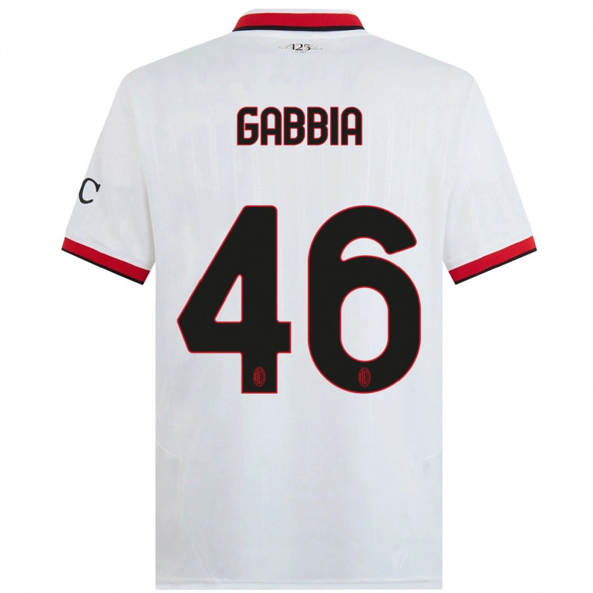 Danxen Kvinnor Matteo Gabbia #46 Vit Svart Röd Bortatröja Matchtröjor 2024/25 Tröjor T-Tröja