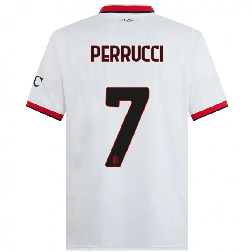 Danxen Kvinnor Vincenzo Perrucci #7 Vit Svart Röd Bortatröja Matchtröjor 2024/25 Tröjor T-Tröja
