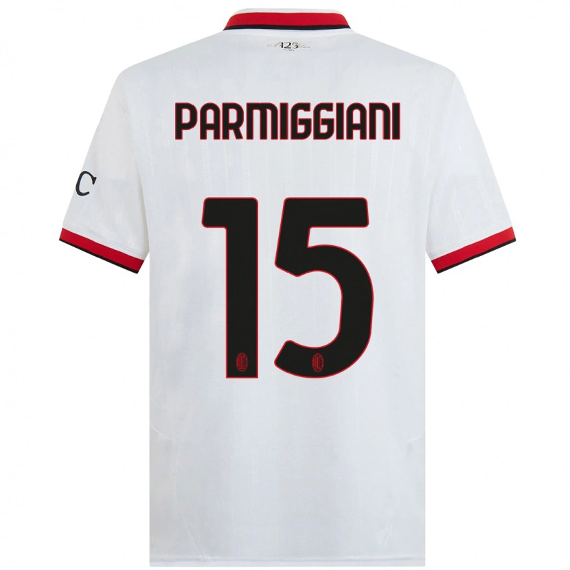 Danxen Kvinnor Pietro Parmiggiani #15 Vit Svart Röd Bortatröja Matchtröjor 2024/25 Tröjor T-Tröja