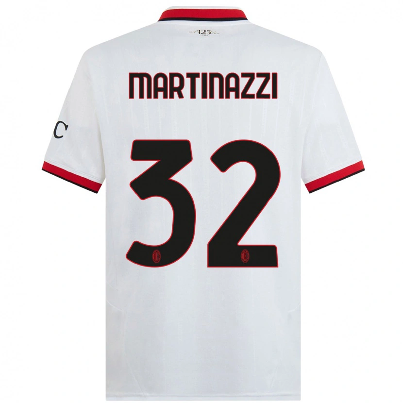 Danxen Kvinnor Luca Martinazzi #32 Vit Svart Röd Bortatröja Matchtröjor 2024/25 Tröjor T-Tröja