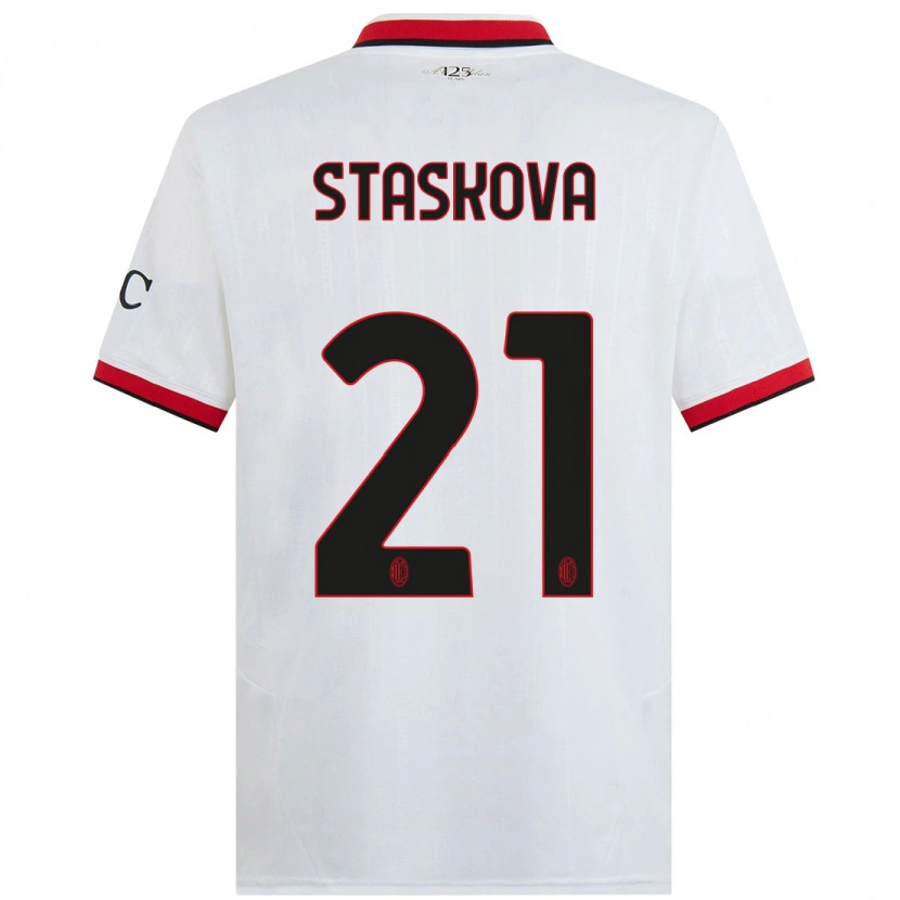 Danxen Kvinnor Andrea Stašková #21 Vit Svart Röd Bortatröja Matchtröjor 2024/25 Tröjor T-Tröja