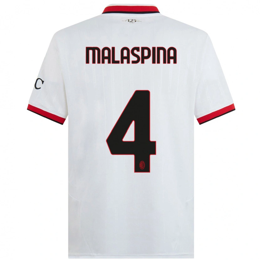 Danxen Kvinnor Mattia Malaspina #4 Vit Svart Röd Bortatröja Matchtröjor 2024/25 Tröjor T-Tröja