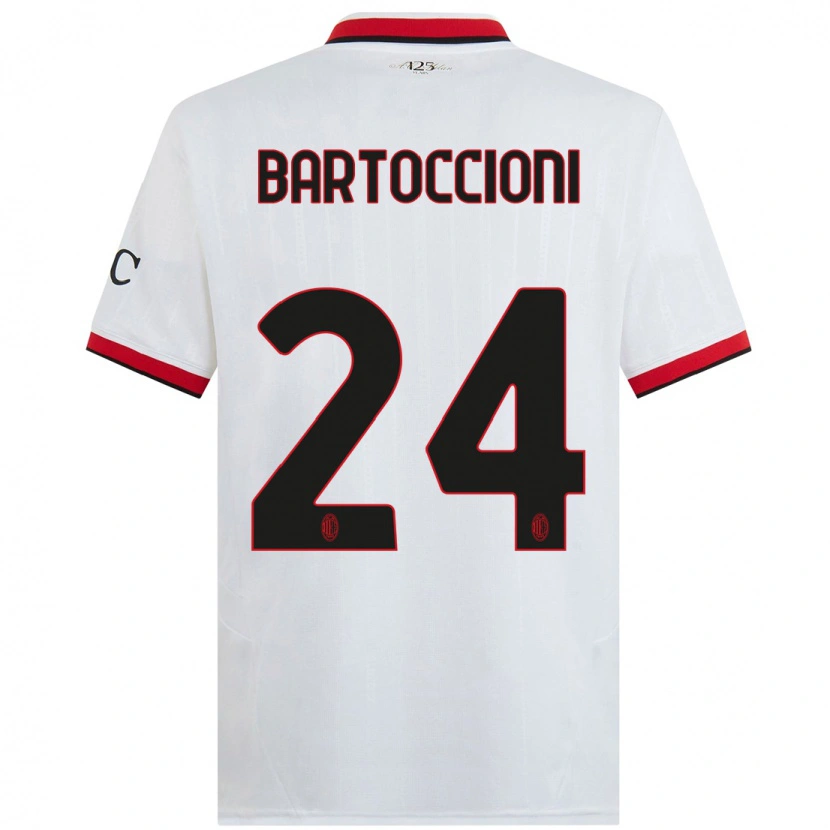 Danxen Kvinnor Andrea Bartoccioni #24 Vit Svart Röd Bortatröja Matchtröjor 2024/25 Tröjor T-Tröja
