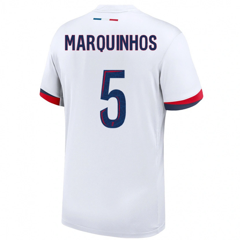 Danxen Kvinnor Marquinhos #5 Vit Blå Röd Bortatröja Matchtröjor 2024/25 Tröjor T-Tröja