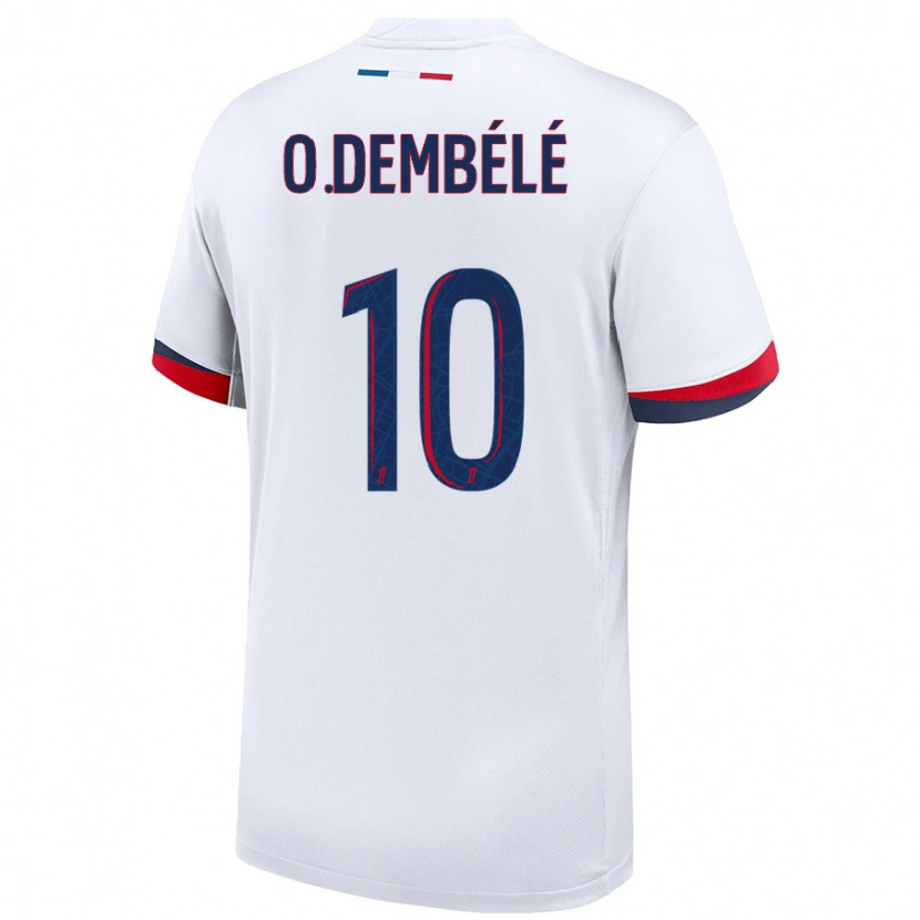 Danxen Kvinnor Ousmane Dembélé #10 Vit Blå Röd Bortatröja Matchtröjor 2024/25 Tröjor T-Tröja