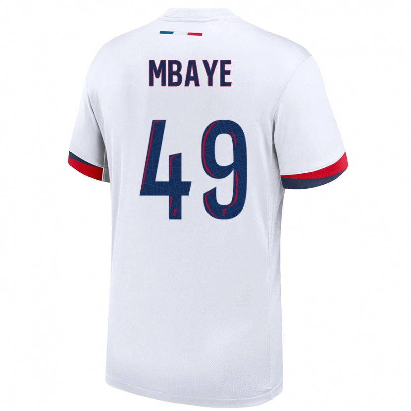Danxen Kvinnor Ibrahim Mbaye #49 Vit Blå Röd Bortatröja Matchtröjor 2024/25 Tröjor T-Tröja