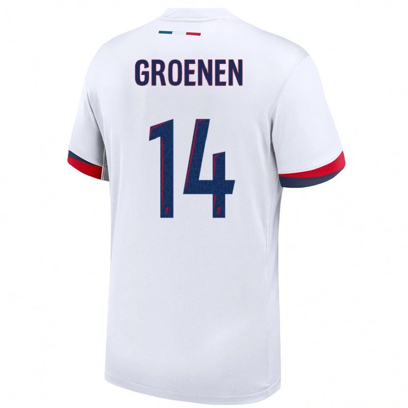 Danxen Kvinnor Jackie Groenen #14 Vit Blå Röd Bortatröja Matchtröjor 2024/25 Tröjor T-Tröja