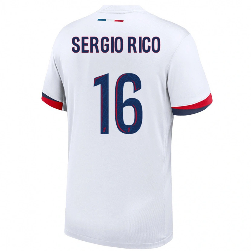 Danxen Kvinnor Sergio Rico #16 Vit Blå Röd Bortatröja Matchtröjor 2024/25 Tröjor T-Tröja