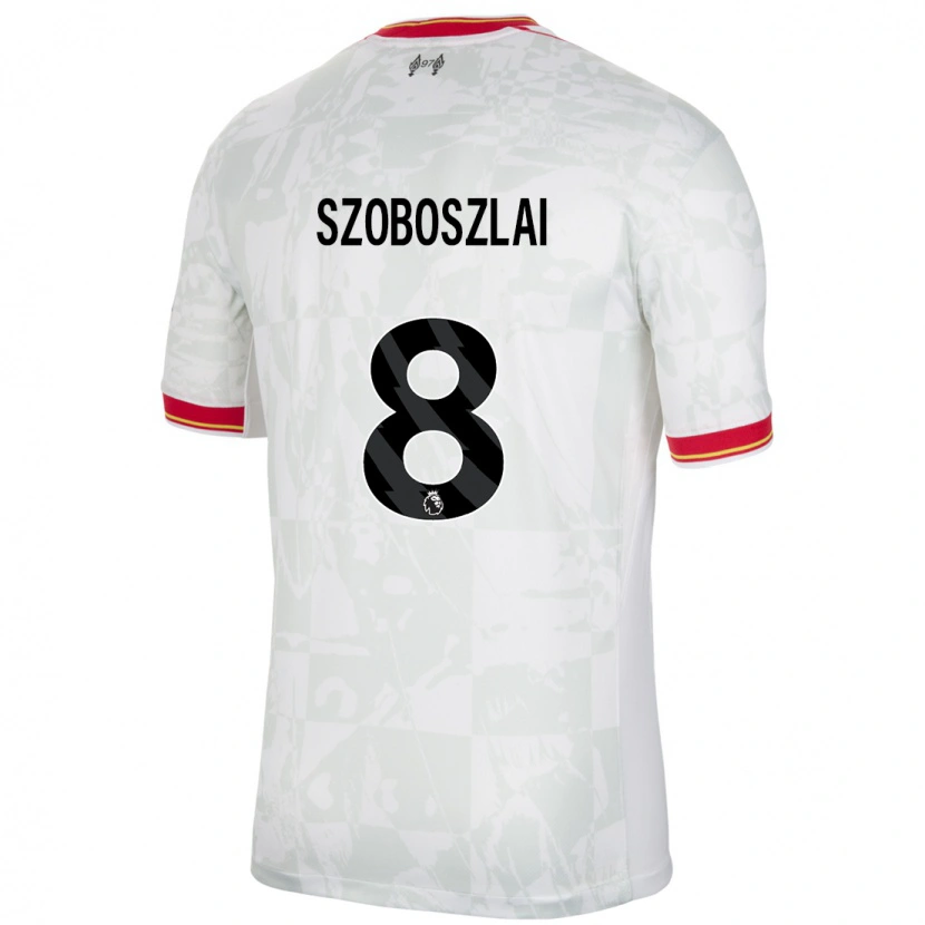 Danxen Kvinnor Dominik Szoboszlai #8 Vit Röd Svart Tredjesatsen Matchtröjor 2024/25 Tröjor T-Tröja