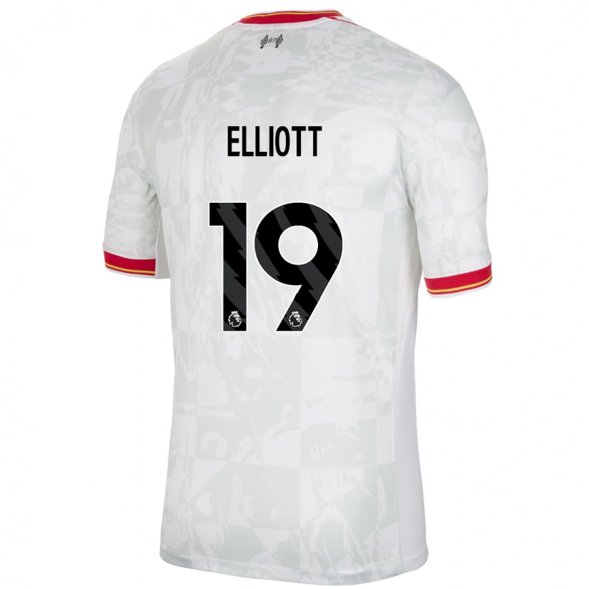 Danxen Kvinnor Harvey Elliott #19 Vit Röd Svart Tredjesatsen Matchtröjor 2024/25 Tröjor T-Tröja