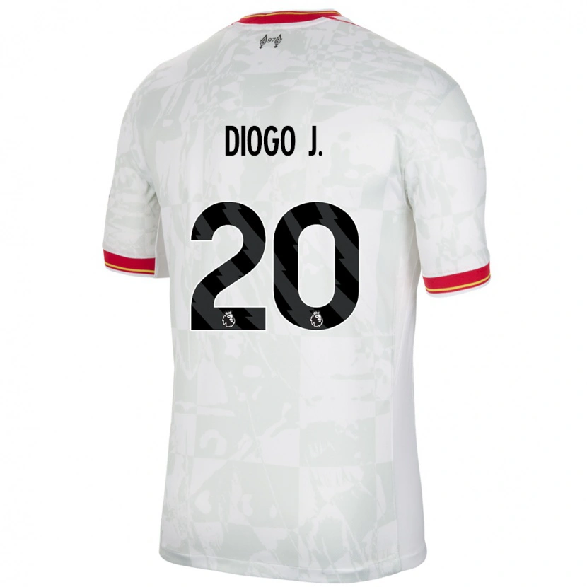 Danxen Kvinnor Diogo Jota #20 Vit Röd Svart Tredjesatsen Matchtröjor 2024/25 Tröjor T-Tröja