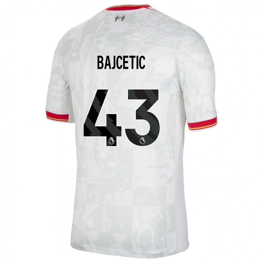 Danxen Kvinnor Stefan Bajcetic #43 Vit Röd Svart Tredjesatsen Matchtröjor 2024/25 Tröjor T-Tröja