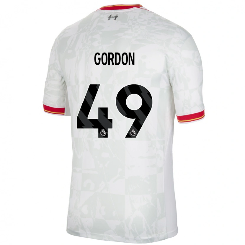 Danxen Kvinnor Kaide Gordon #49 Vit Röd Svart Tredjesatsen Matchtröjor 2024/25 Tröjor T-Tröja