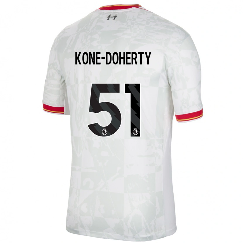 Danxen Kvinnor Trent Kone-Doherty #51 Vit Röd Svart Tredjesatsen Matchtröjor 2024/25 Tröjor T-Tröja