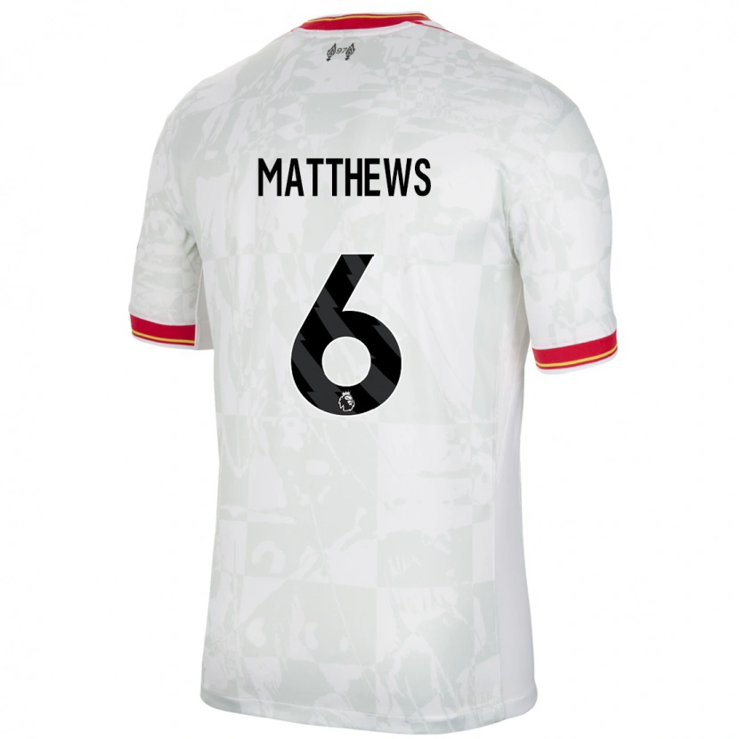 Danxen Kvinnor Jasmine Matthews #6 Vit Röd Svart Tredjesatsen Matchtröjor 2024/25 Tröjor T-Tröja