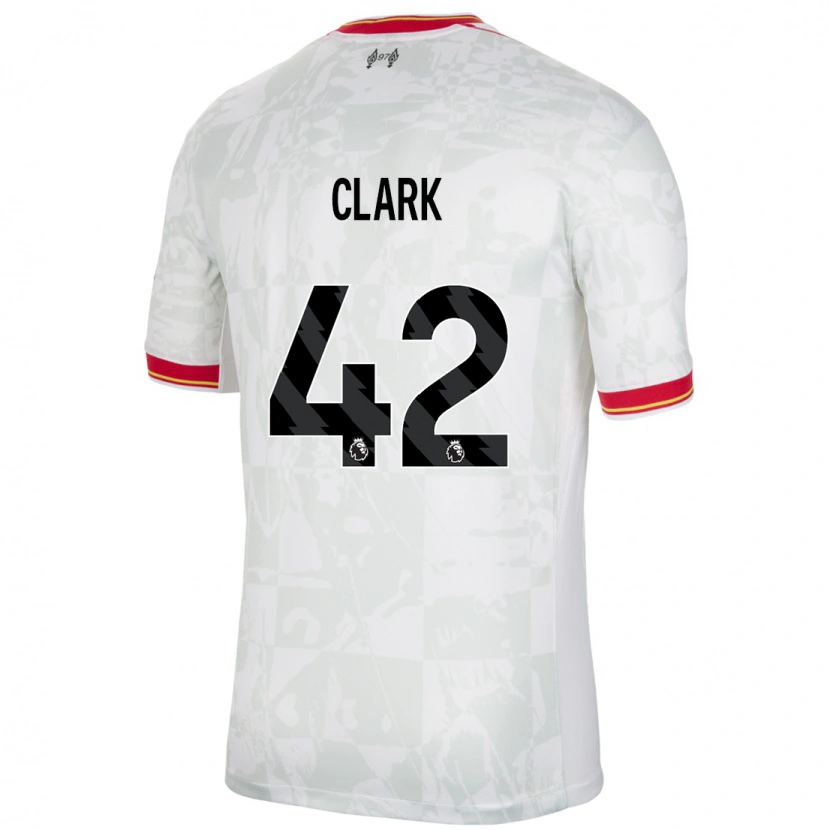 Danxen Kvinnor Bobby Clark #42 Vit Röd Svart Tredjesatsen Matchtröjor 2024/25 Tröjor T-Tröja