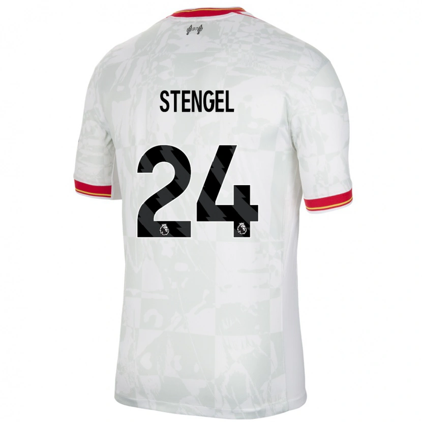 Danxen Kvinnor Katie Stengel #24 Vit Röd Svart Tredjesatsen Matchtröjor 2024/25 Tröjor T-Tröja