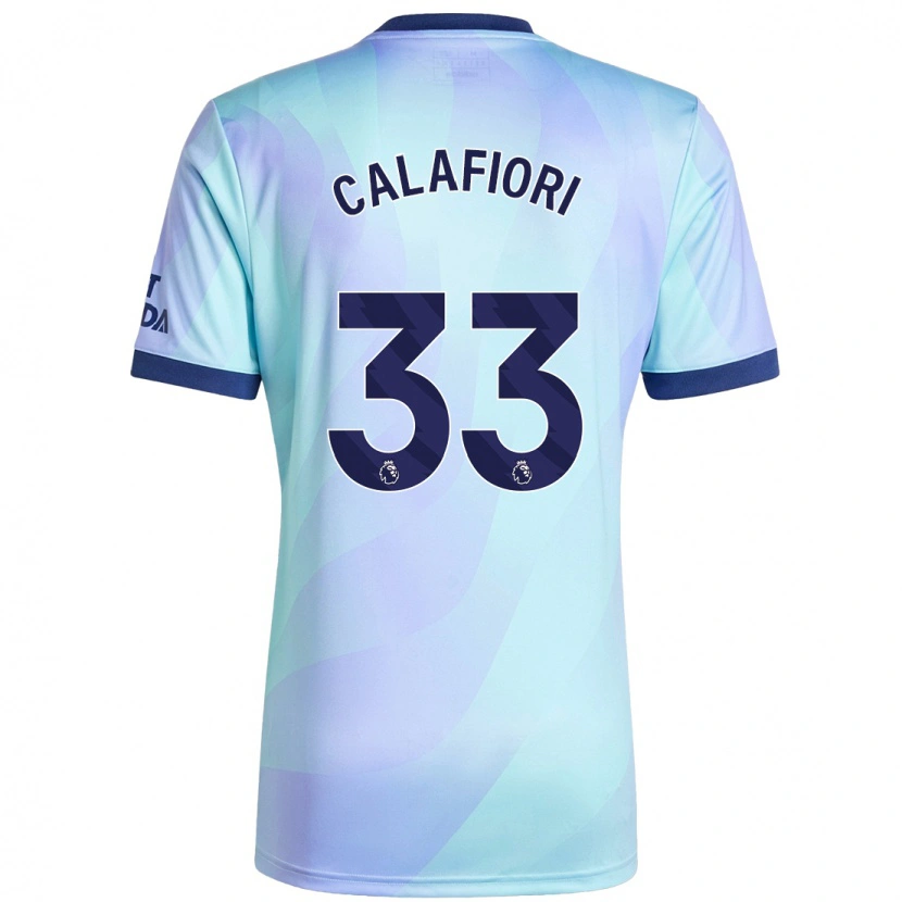 Danxen Kvinnor Riccardo Calafiori #33 Aqua Tredjesatsen Matchtröjor 2024/25 Tröjor T-Tröja