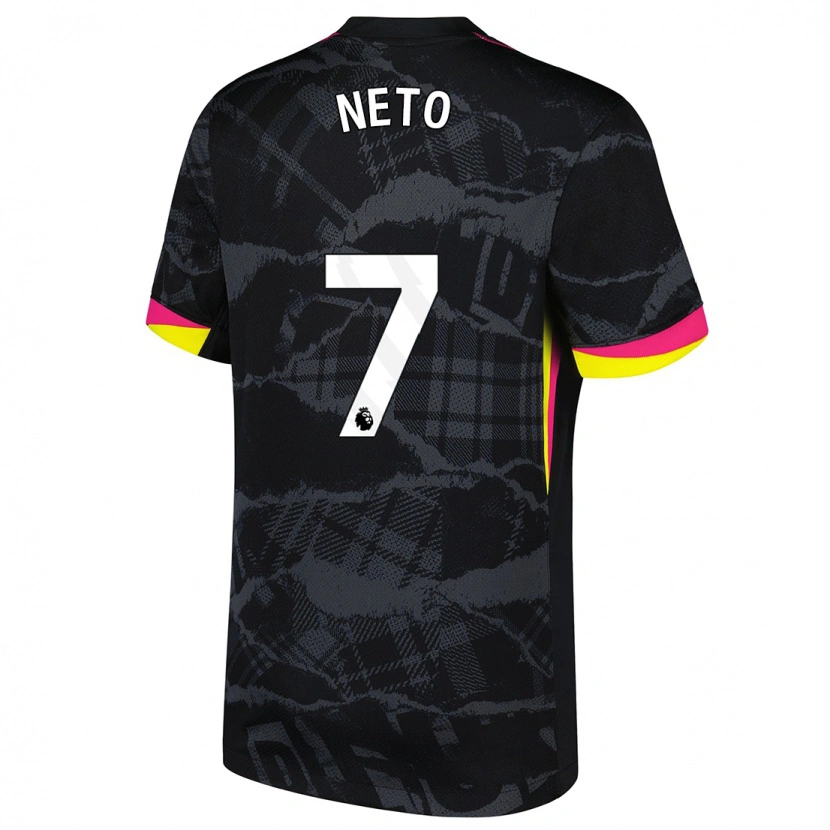Danxen Kvinnor Pedro Neto #7 Svart Rosa Tredjesatsen Matchtröjor 2024/25 Tröjor T-Tröja