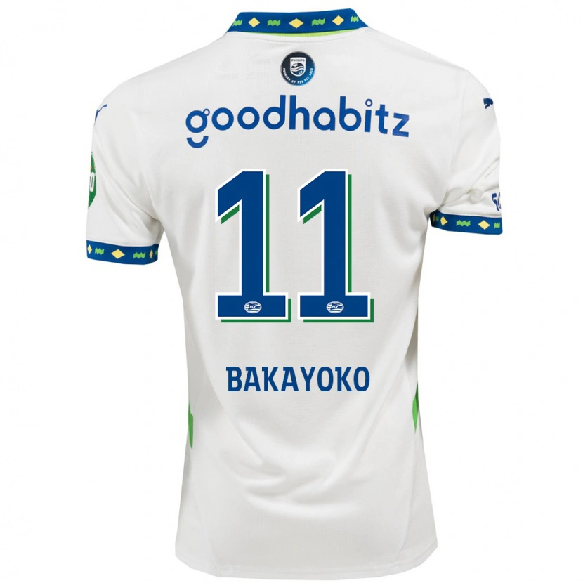 Danxen Kvinnor Johan Bakayoko #11 Vit Mörkblå Tredjesatsen Matchtröjor 2024/25 Tröjor T-Tröja