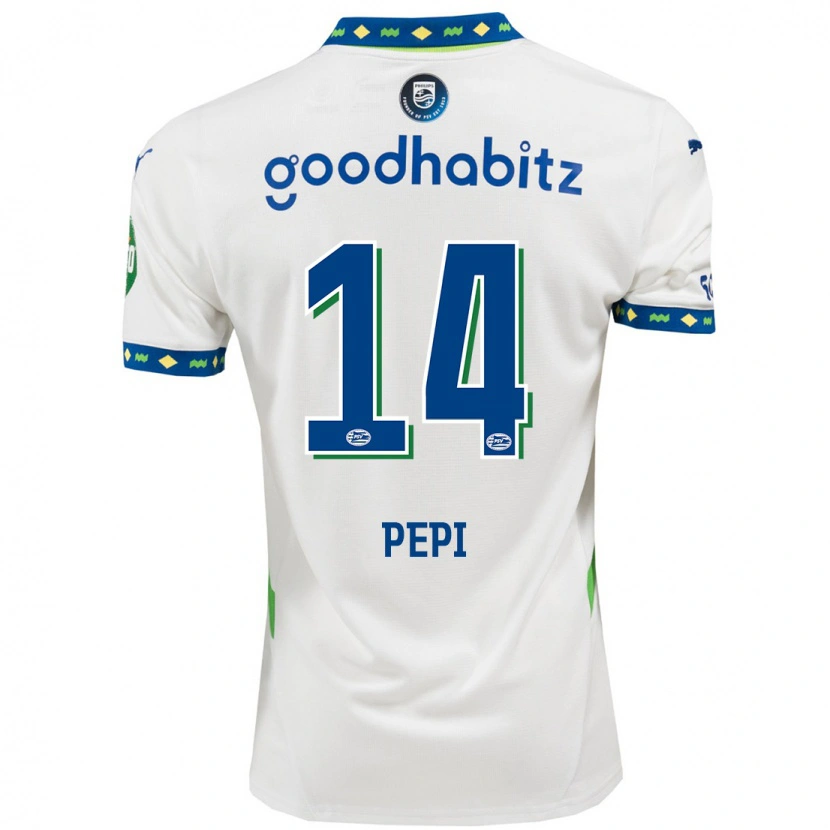Danxen Kvinnor Ricardo Pepi #14 Vit Mörkblå Tredjesatsen Matchtröjor 2024/25 Tröjor T-Tröja