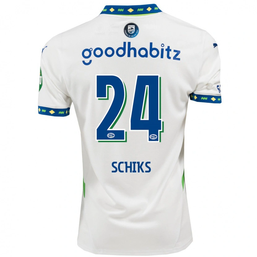 Danxen Kvinnor Niek Schiks #24 Vit Mörkblå Tredjesatsen Matchtröjor 2024/25 Tröjor T-Tröja