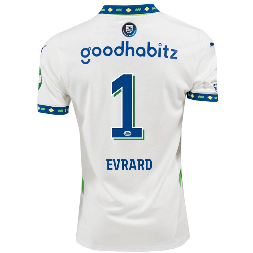 Danxen Kvinnor Nicky Evrard #1 Vit Mörkblå Tredjesatsen Matchtröjor 2024/25 Tröjor T-Tröja