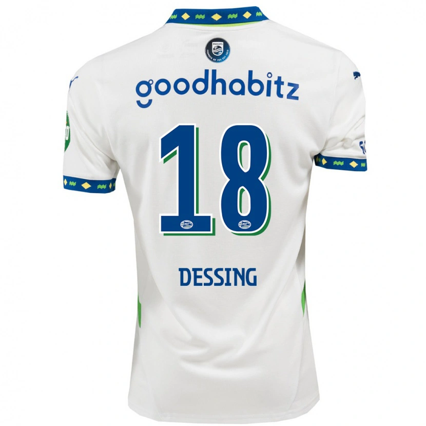Danxen Kvinnor Shanique Dessing #18 Vit Mörkblå Tredjesatsen Matchtröjor 2024/25 Tröjor T-Tröja