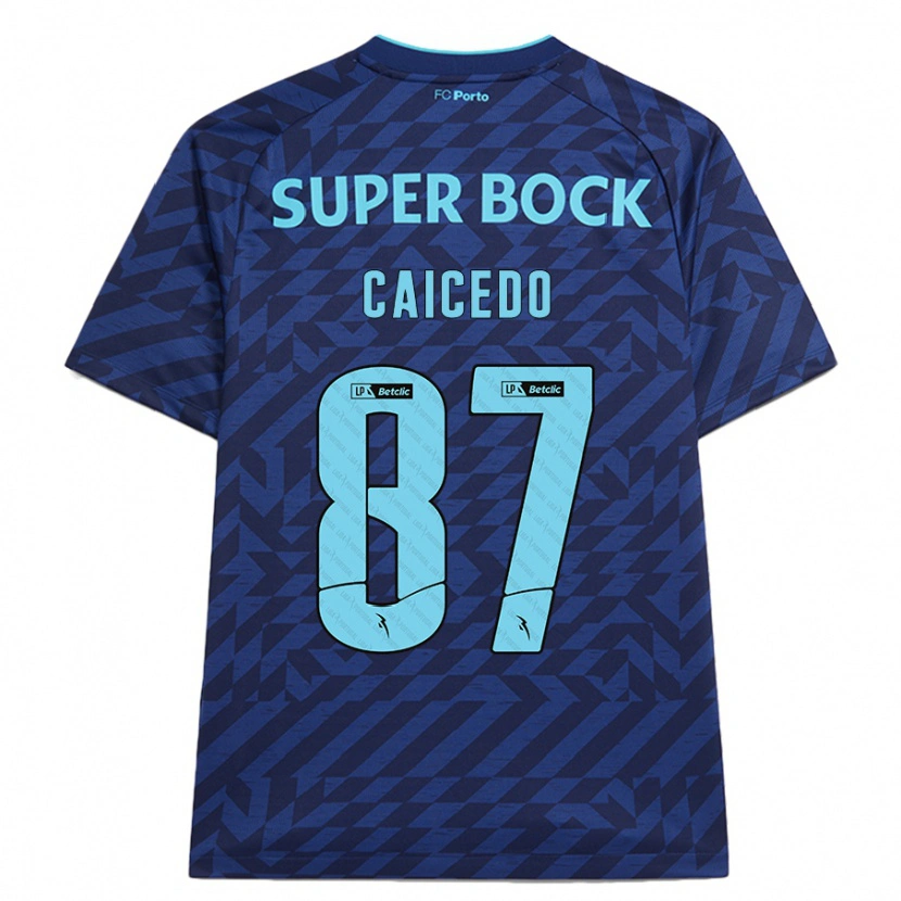 Danxen Kvinnor Brayan Caicedo #87 Marinblå Tredjesatsen Matchtröjor 2024/25 Tröjor T-Tröja