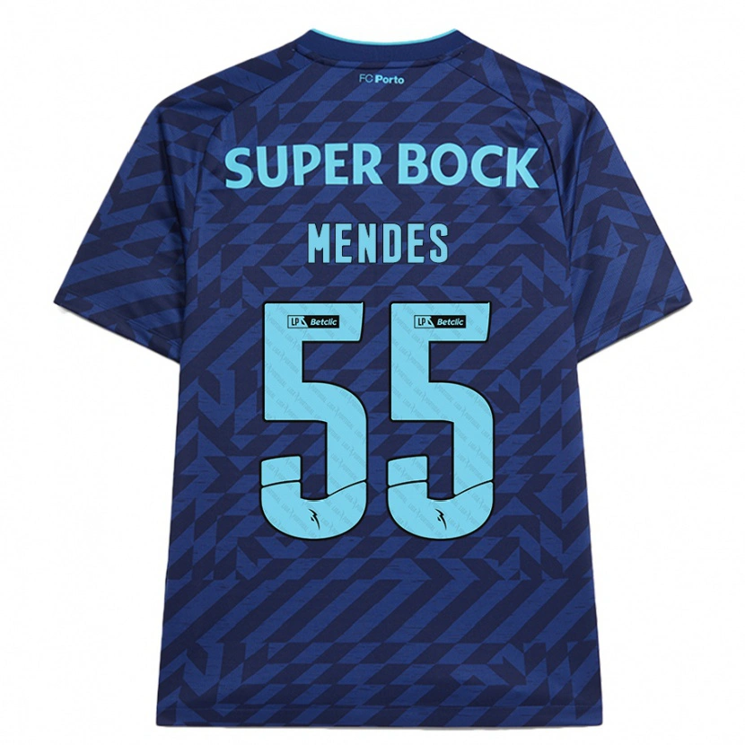 Danxen Kvinnor João Mendes #55 Marinblå Tredjesatsen Matchtröjor 2024/25 Tröjor T-Tröja