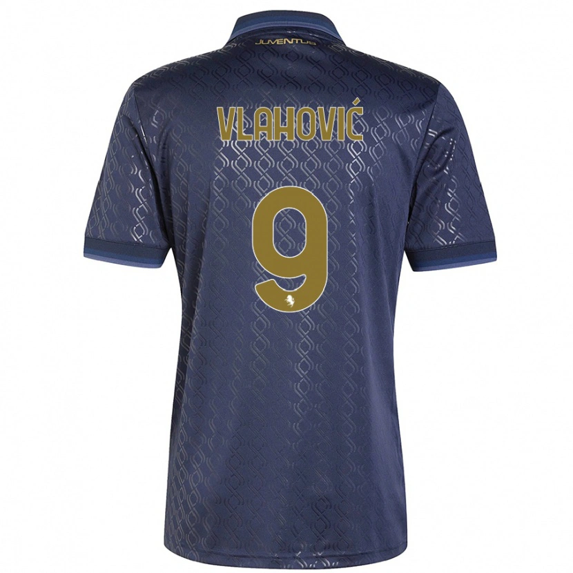 Danxen Kvinnor Dušan Vlahović #9 Marinblå Tredjesatsen Matchtröjor 2024/25 Tröjor T-Tröja